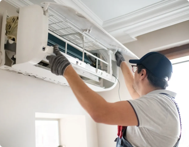 Air conditioner maintenance by a professional
