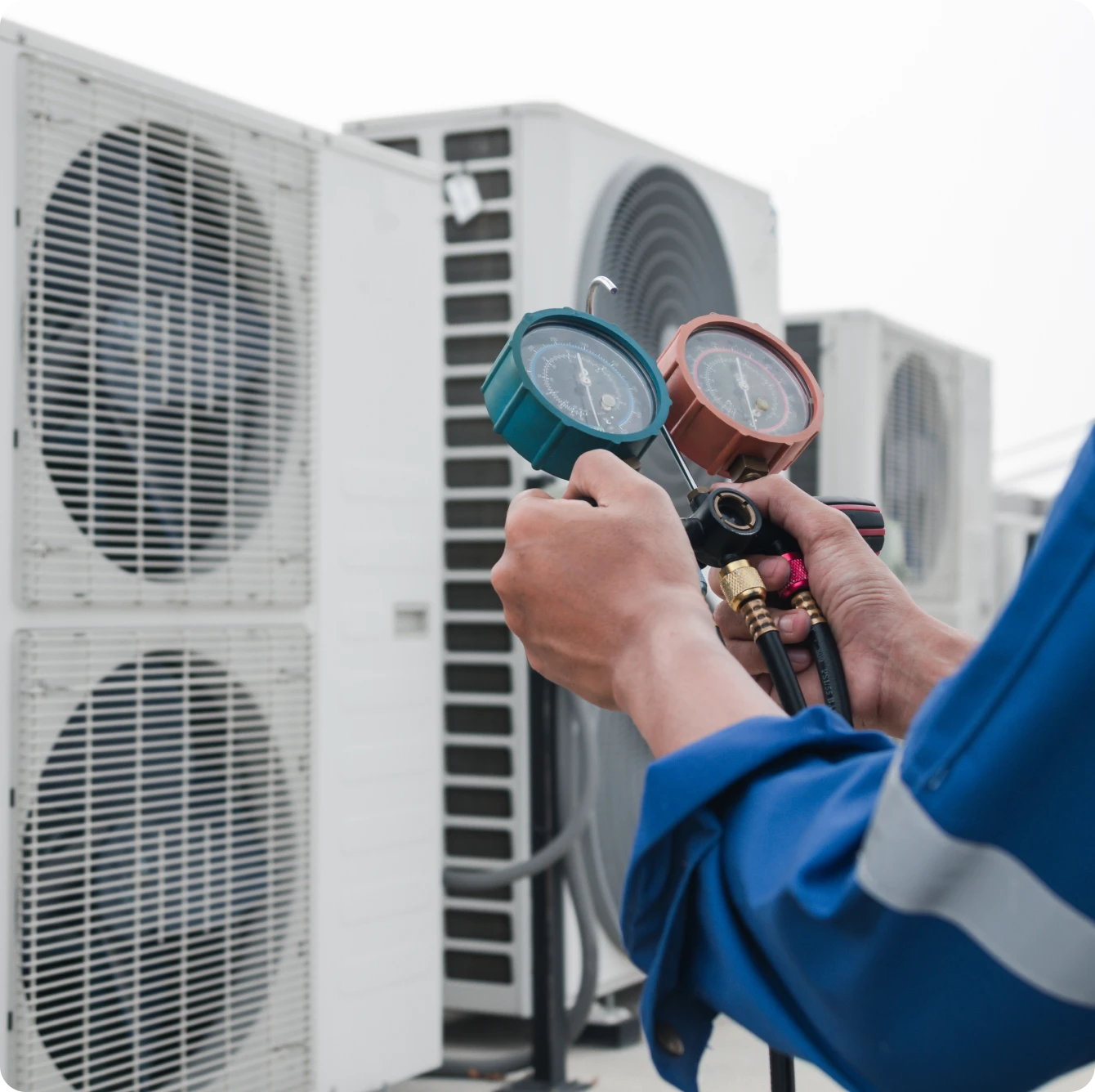 Air conditioning maintenance in progress